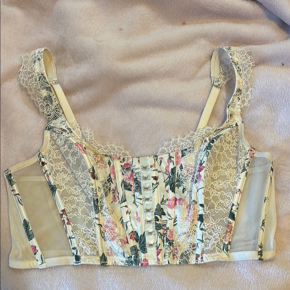 Victoria’s Secret Floral Lace Bustier Top